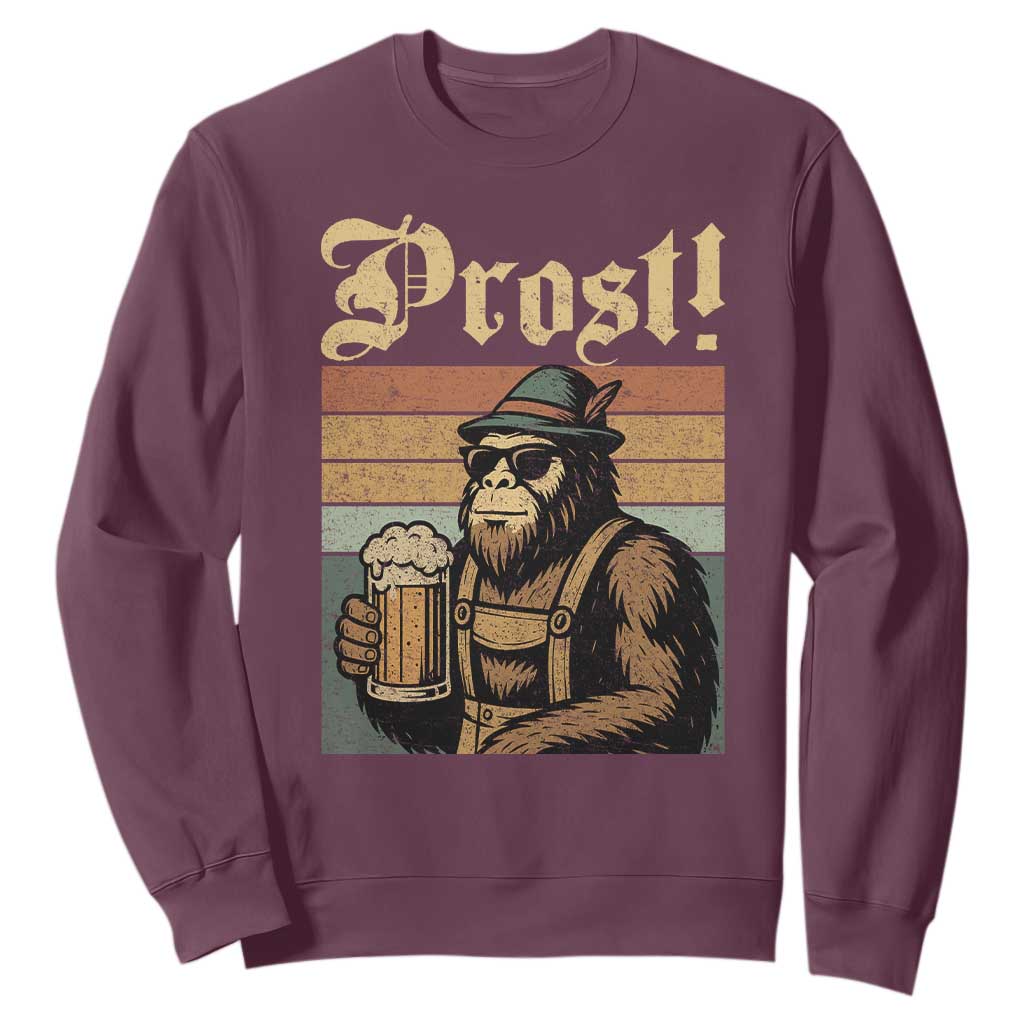Oktoberfest Bigfoot Sweatshirt Vintage German Sasquatch Drinking Prost Lederhose TS10 Maroon Print Your Wear