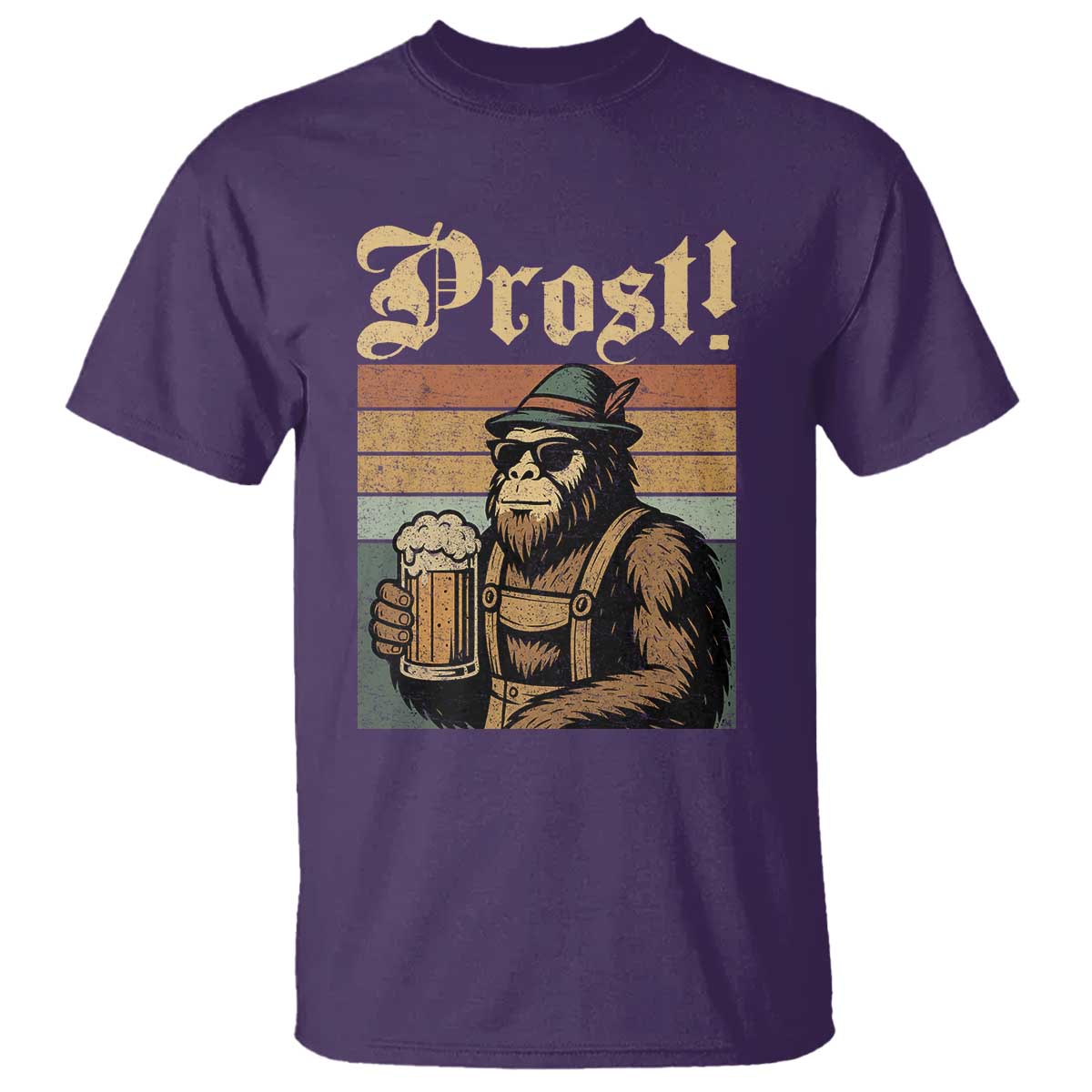 Oktoberfest Bigfoot T Shirt Vintage German Sasquatch Drinking Prost Lederhose TS10 Purple Print Your Wear