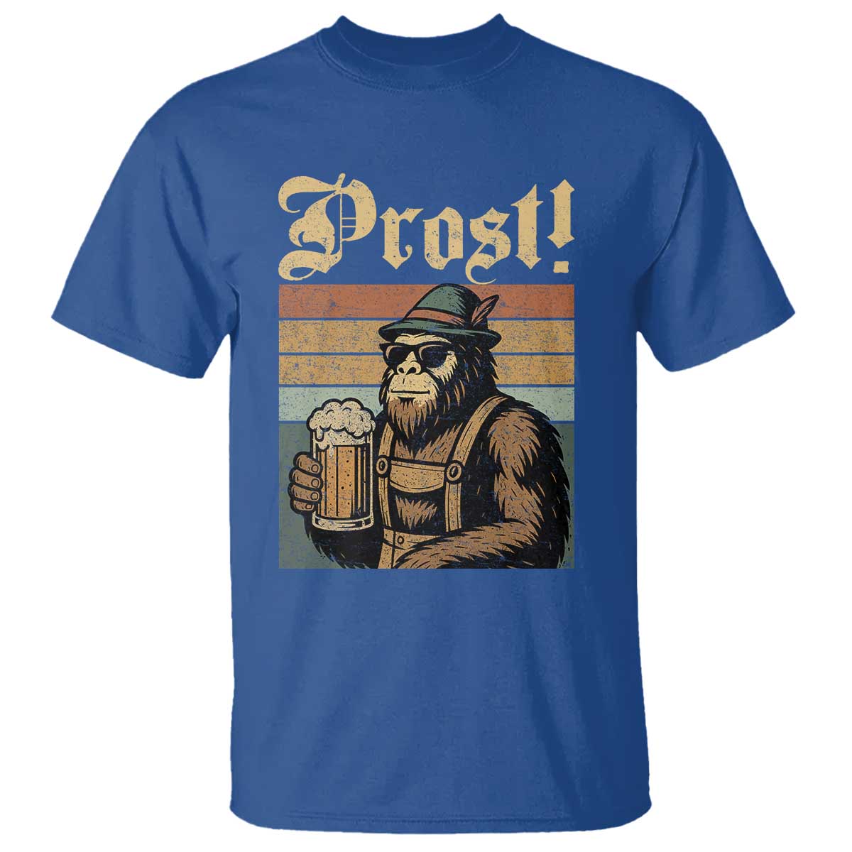 Oktoberfest Bigfoot T Shirt Vintage German Sasquatch Drinking Prost Lederhose TS10 Royal Blue Print Your Wear