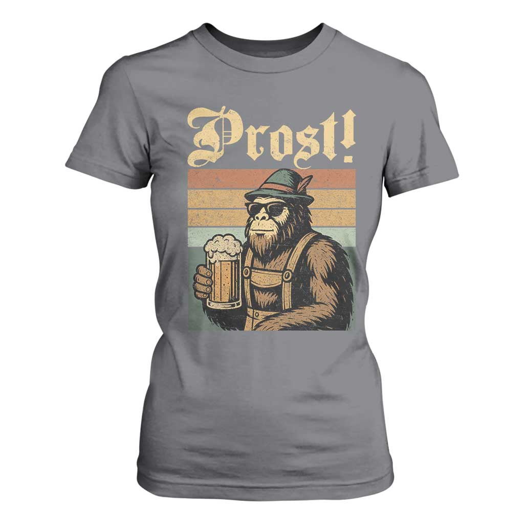 Oktoberfest Bigfoot T Shirt For Women Vintage German Sasquatch Drinking Prost Lederhose TS10 Charcoal Print Your Wear