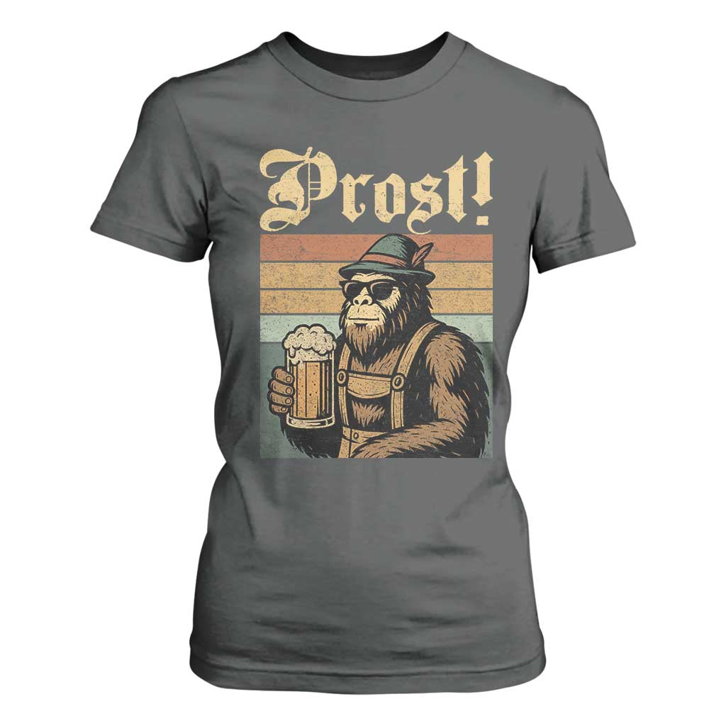 Oktoberfest Bigfoot T Shirt For Women Vintage German Sasquatch Drinking Prost Lederhose TS10 Dark Heather Print Your Wear