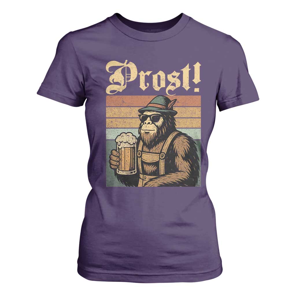 Oktoberfest Bigfoot T Shirt For Women Vintage German Sasquatch Drinking Prost Lederhose TS10 Purple Print Your Wear