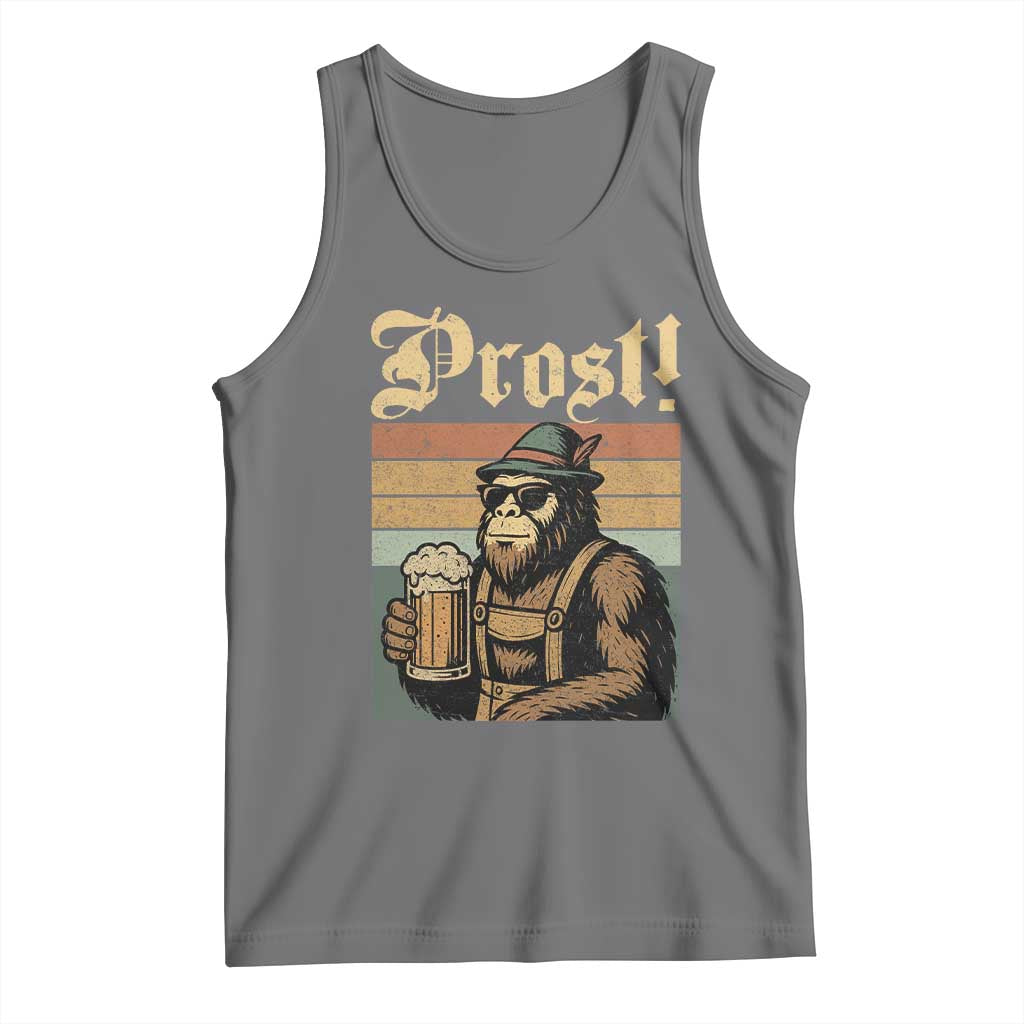 Oktoberfest Bigfoot Tank Top Vintage German Sasquatch Drinking Prost Lederhose TS10 Black Heather Print Your Wear