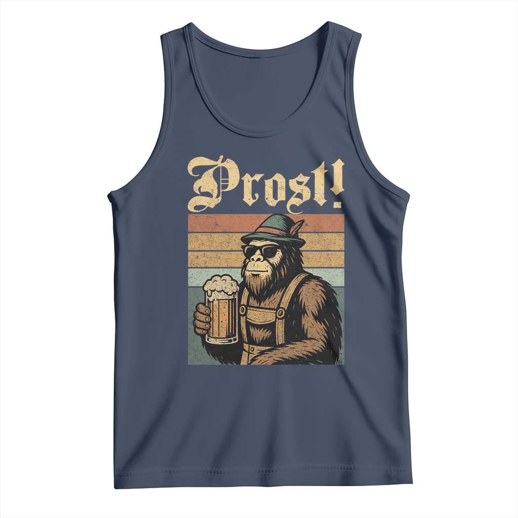 Oktoberfest Bigfoot Tank Top Vintage German Sasquatch Drinking Prost Lederhose TS10 Navy Print Your Wear
