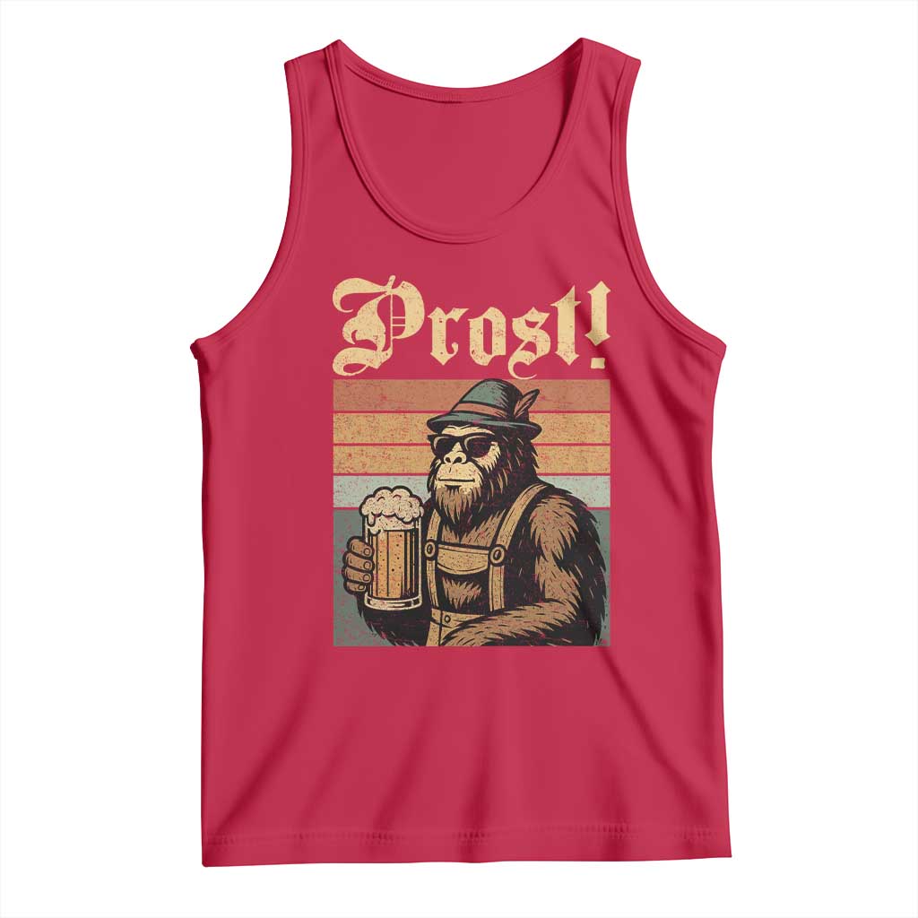 Oktoberfest Bigfoot Tank Top Vintage German Sasquatch Drinking Prost Lederhose TS10 Red Print Your Wear