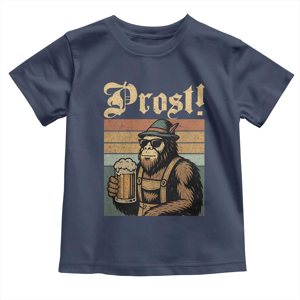 Oktoberfest Bigfoot Toddler T Shirt Vintage German Sasquatch Drinking Prost Lederhose TS10 Navy Print Your Wear