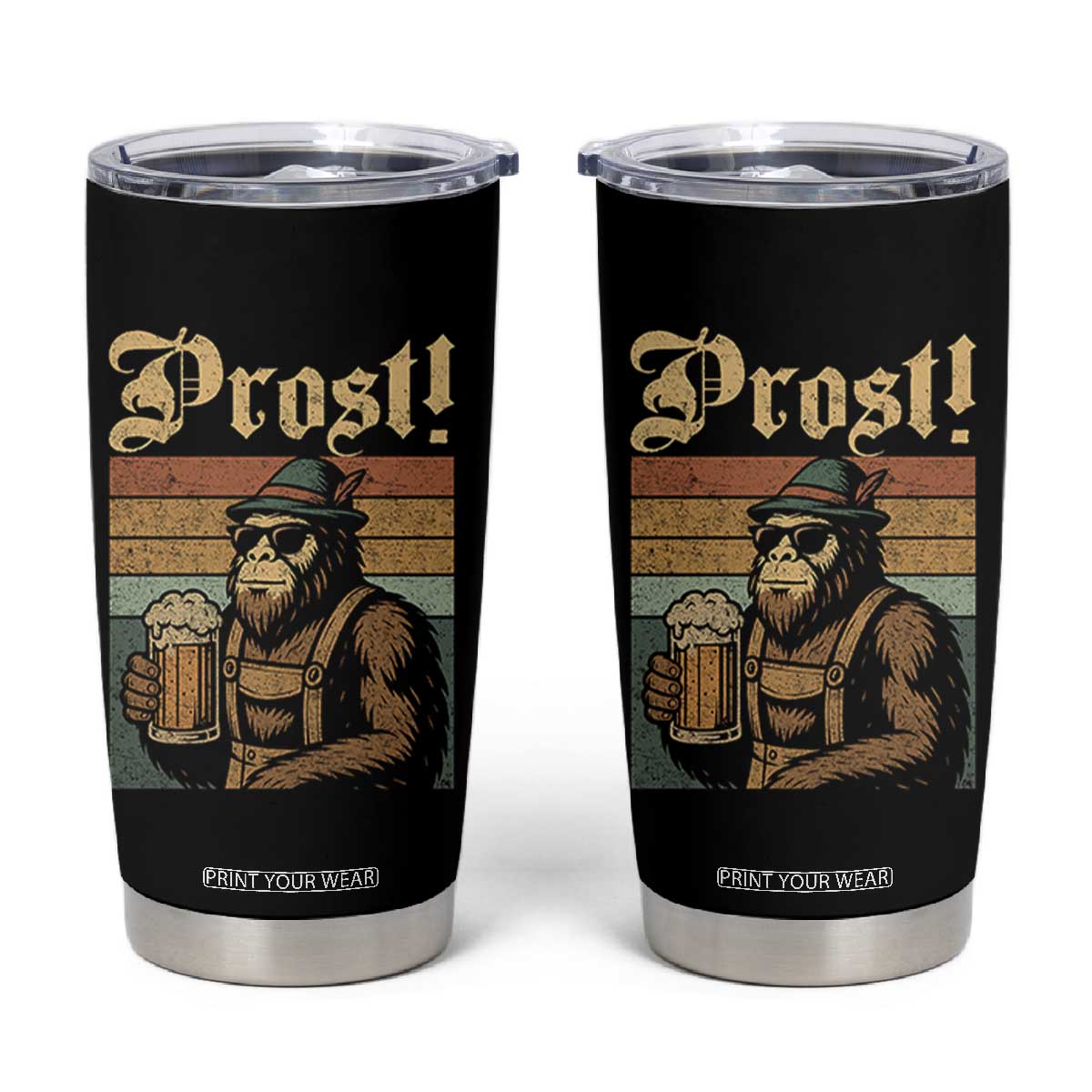 Oktoberfest Bigfoot Tumbler Cup Vintage German Sasquatch Drinking Prost Lederhose TS10 Black Print Your Wear