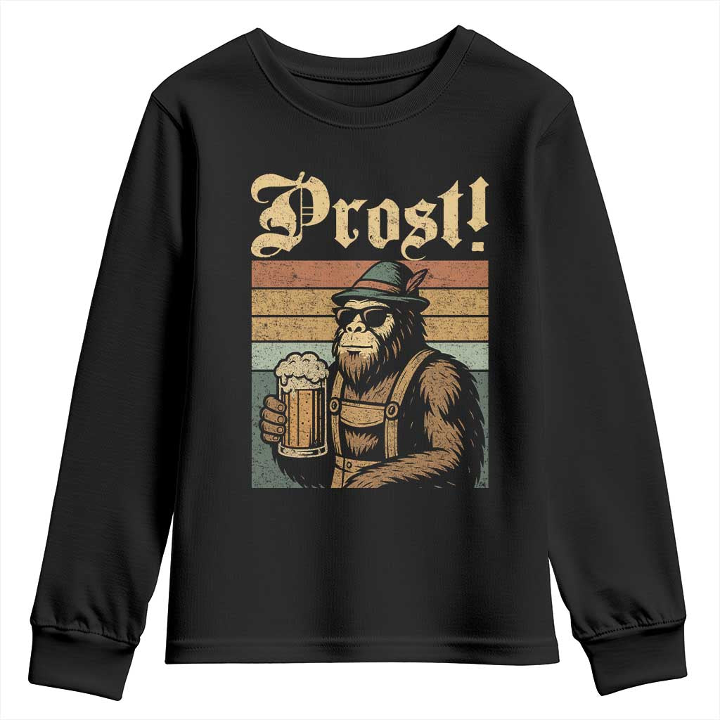Oktoberfest Bigfoot Youth Sweatshirt Vintage German Sasquatch Drinking Prost Lederhose TS10 Black Print Your Wear