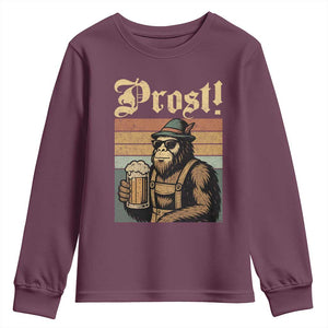 Oktoberfest Bigfoot Youth Sweatshirt Vintage German Sasquatch Drinking Prost Lederhose TS10 Maroon Print Your Wear