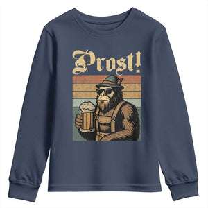 Oktoberfest Bigfoot Youth Sweatshirt Vintage German Sasquatch Drinking Prost Lederhose TS10 Navy Print Your Wear