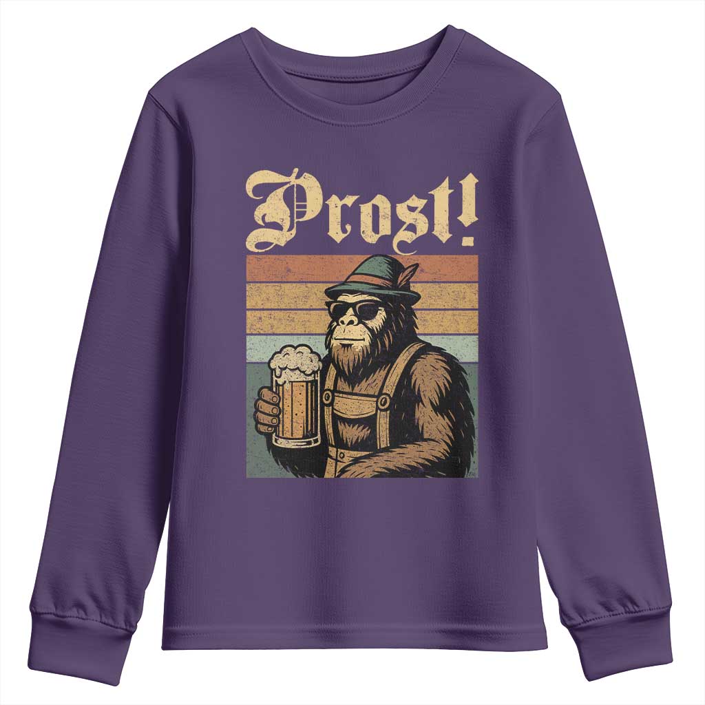 Oktoberfest Bigfoot Youth Sweatshirt Vintage German Sasquatch Drinking Prost Lederhose TS10 Purple Print Your Wear