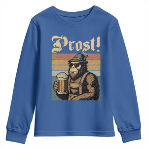 Oktoberfest Bigfoot Youth Sweatshirt Vintage German Sasquatch Drinking Prost Lederhose TS10 Royal Blue Print Your Wear