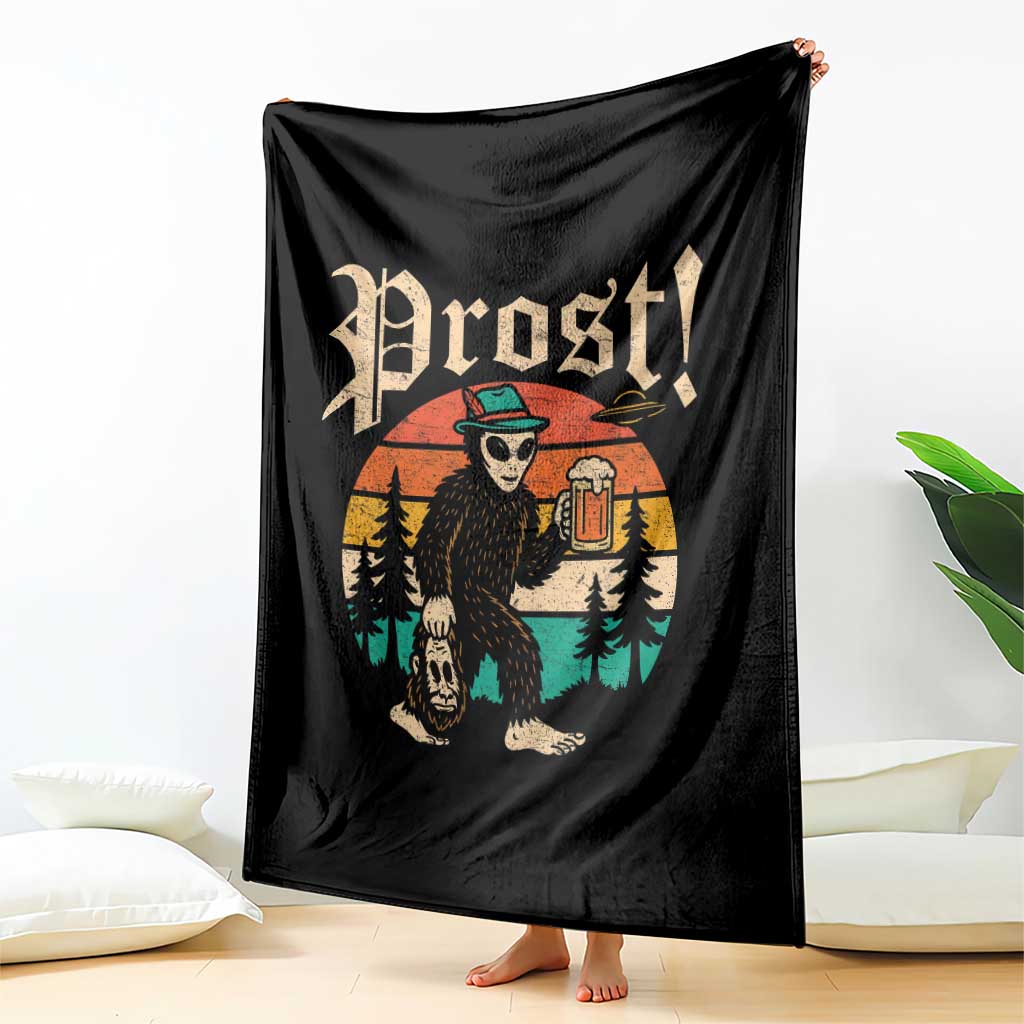 Oktoberfest Bigfoot Alien Beer Throw Blanket Retro German Sasquatch Beer TS10 Print Your Wear