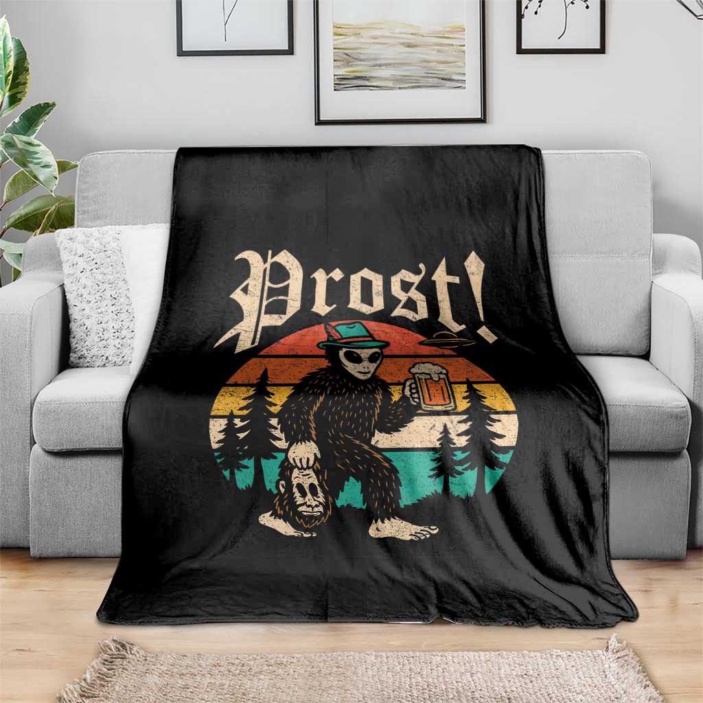 Oktoberfest Bigfoot Alien Beer Throw Blanket Retro German Sasquatch Beer TS10 Print Your Wear