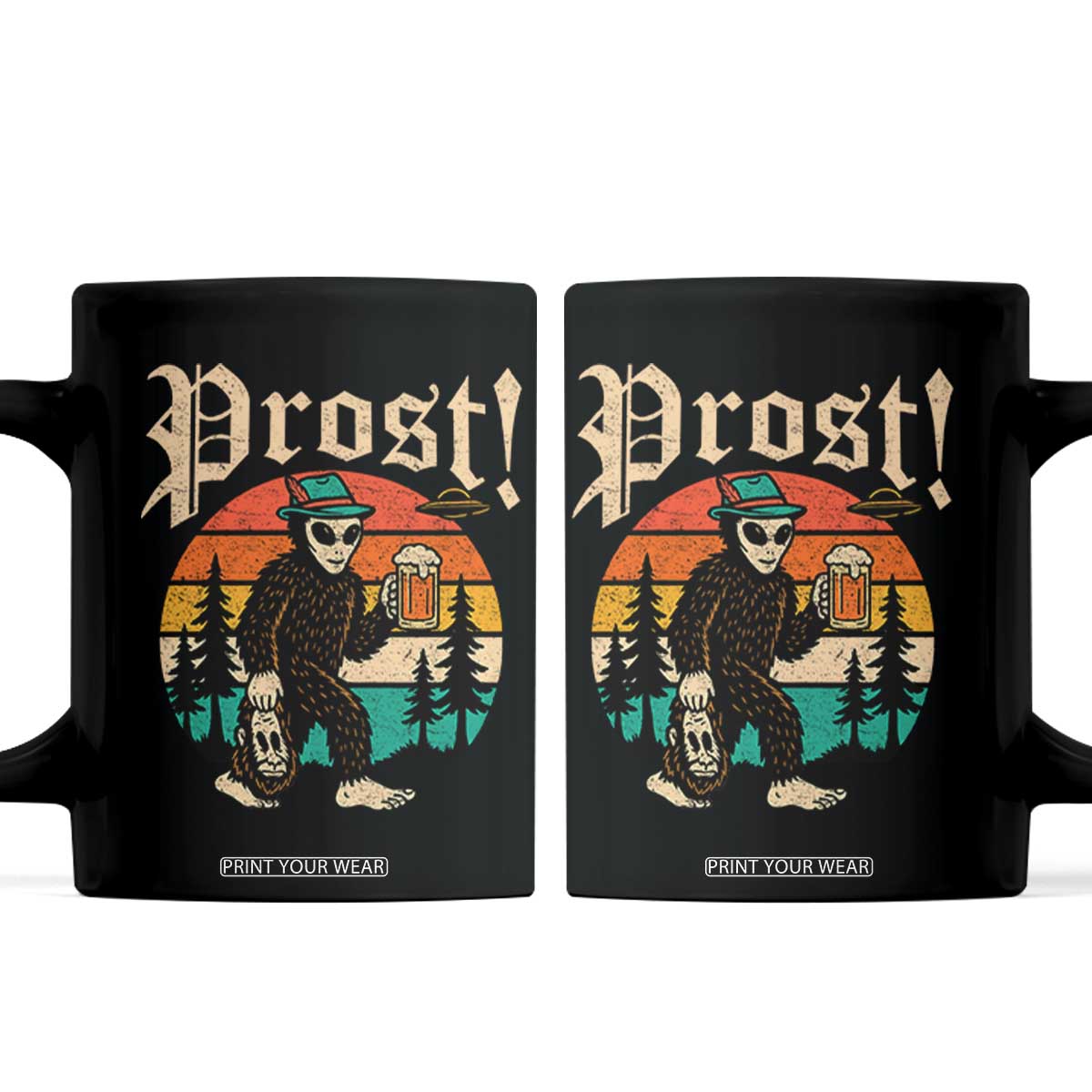 Oktoberfest Bigfoot Alien Beer Coffee Mug Retro German Sasquatch Beer TS10 Black Print Your Wear