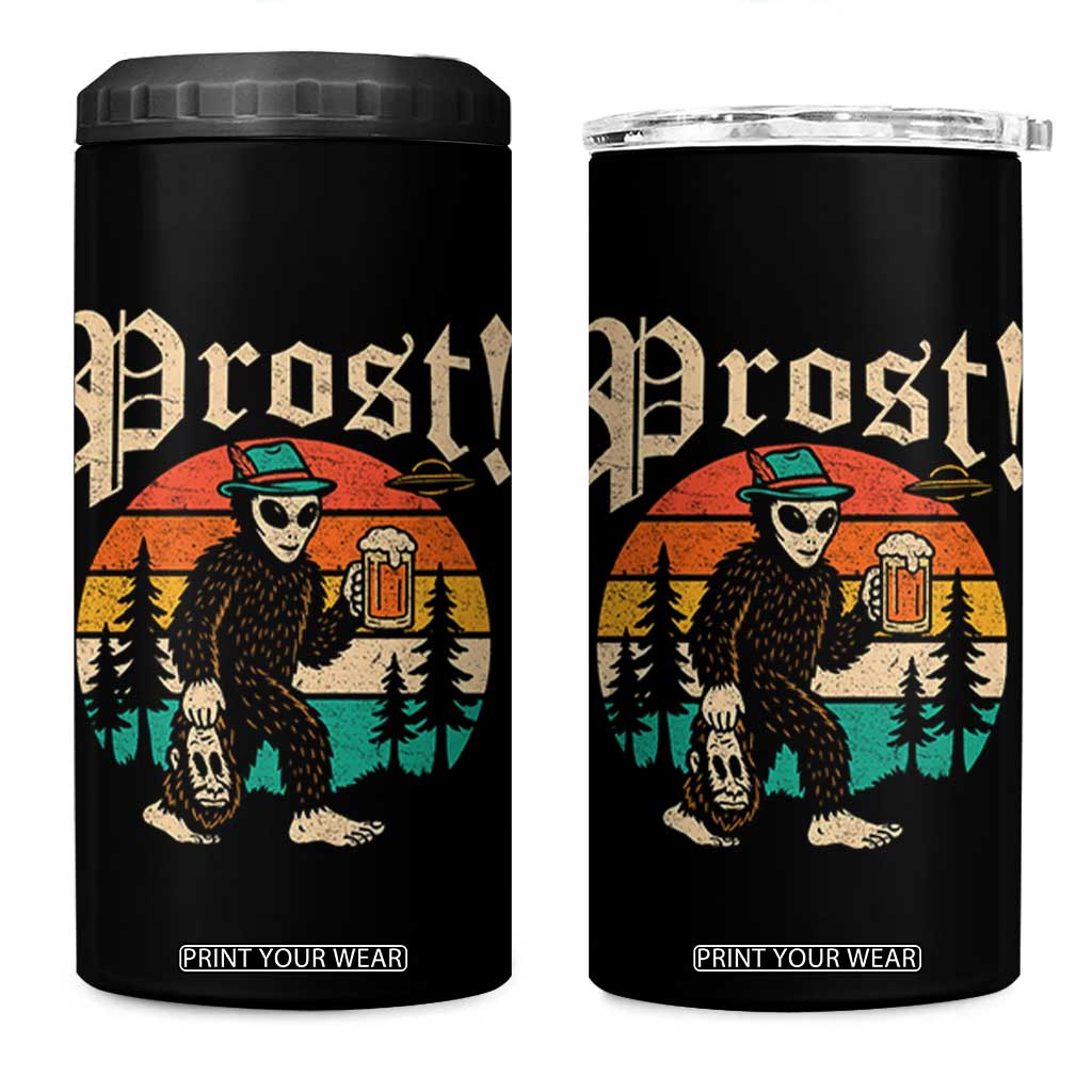 Oktoberfest Bigfoot Alien Beer 4 in 1 Can Cooler Tumbler Retro German Sasquatch Beer TS10 One Size: 16 oz Black Print Your Wear