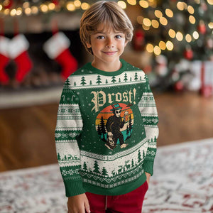 Oktoberfest Bigfoot Alien Beer Ugly Christmas Sweater Retro German Sasquatch Beer TS10 Forest Green Beige Print Your Wear