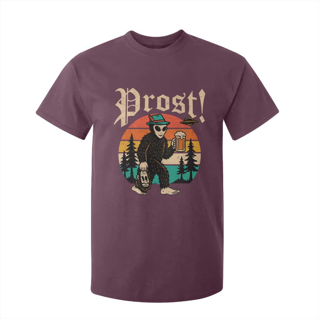 Oktoberfest Bigfoot Alien Beer T Shirt For Kid Retro German Sasquatch Beer TS10 Maroon Print Your Wear