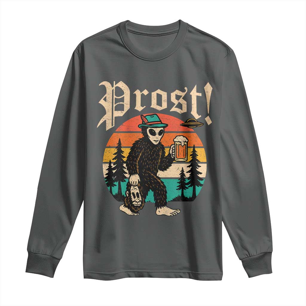 Oktoberfest Bigfoot Alien Beer Long Sleeve Shirt Retro German Sasquatch Beer TS10 Dark Heather Print Your Wear