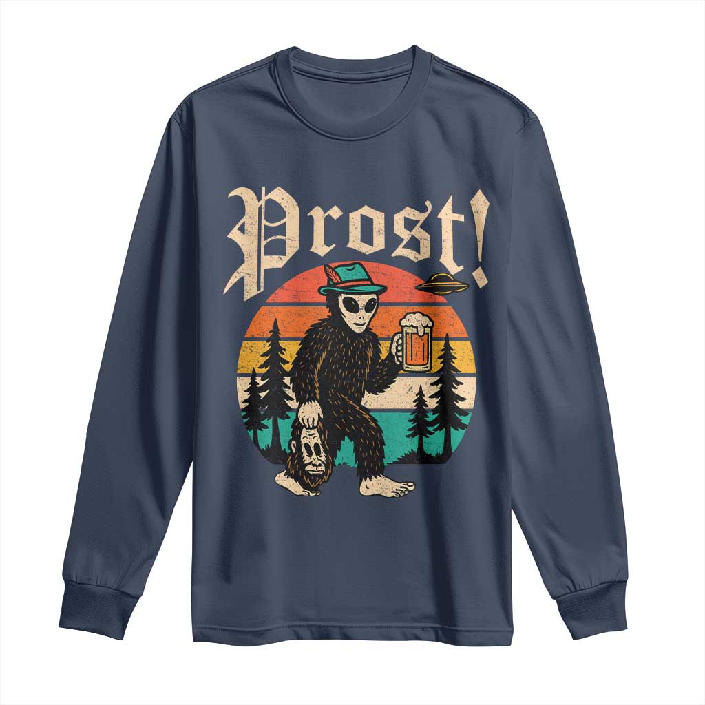 Oktoberfest Bigfoot Alien Beer Long Sleeve Shirt Retro German Sasquatch Beer TS10 Navy Print Your Wear