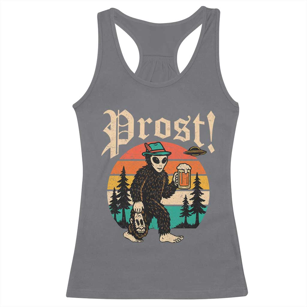 Oktoberfest Bigfoot Alien Beer Racerback Tank Top Retro German Sasquatch Beer TS10 Charcoal Print Your Wear