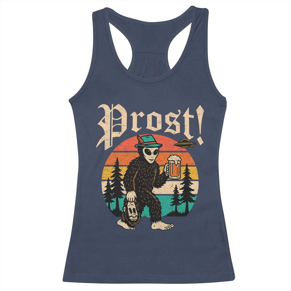 Oktoberfest Bigfoot Alien Beer Racerback Tank Top Retro German Sasquatch Beer TS10 Navy Print Your Wear