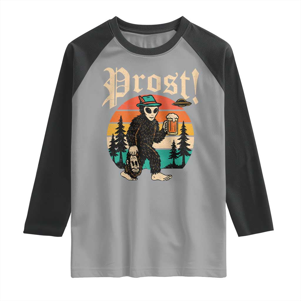Oktoberfest Bigfoot Alien Beer Raglan Shirt Retro German Sasquatch Beer TS10 Sport Gray Black Print Your Wear