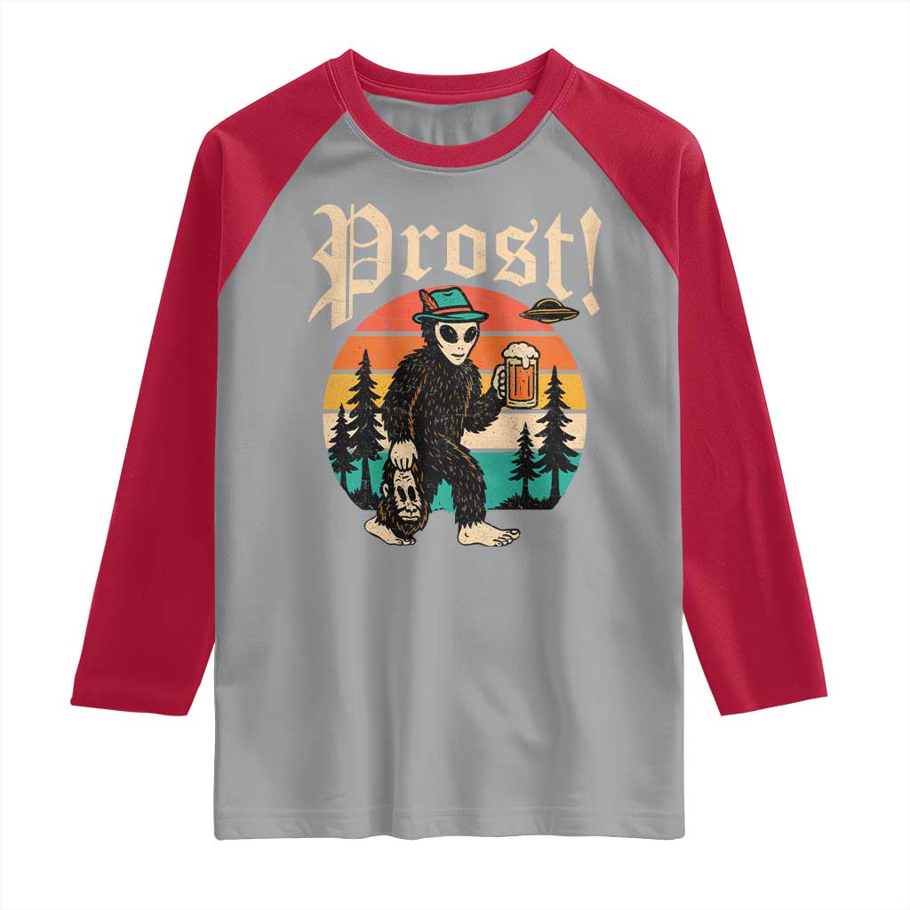 Oktoberfest Bigfoot Alien Beer Raglan Shirt Retro German Sasquatch Beer TS10 Sport Gray Red Print Your Wear