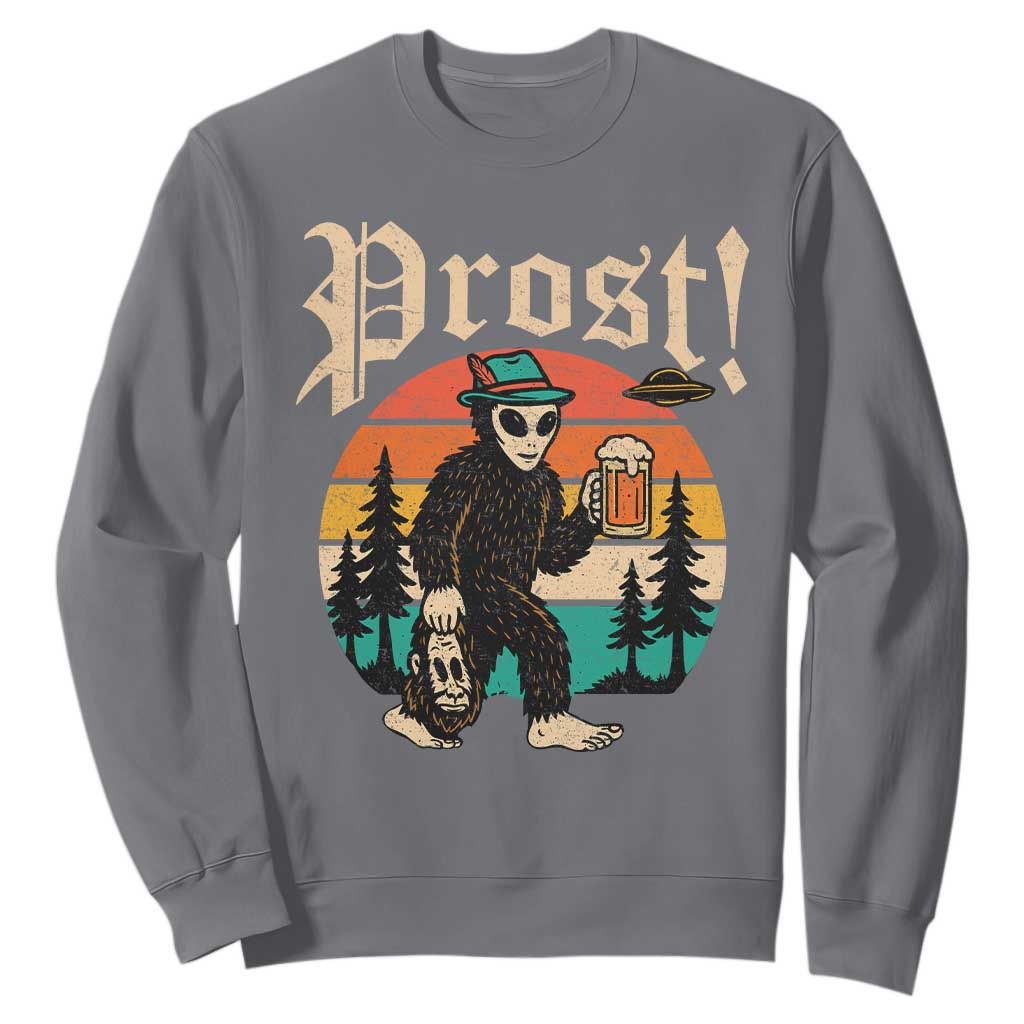 Oktoberfest Bigfoot Alien Beer Sweatshirt Retro German Sasquatch Beer TS10 Charcoal Print Your Wear
