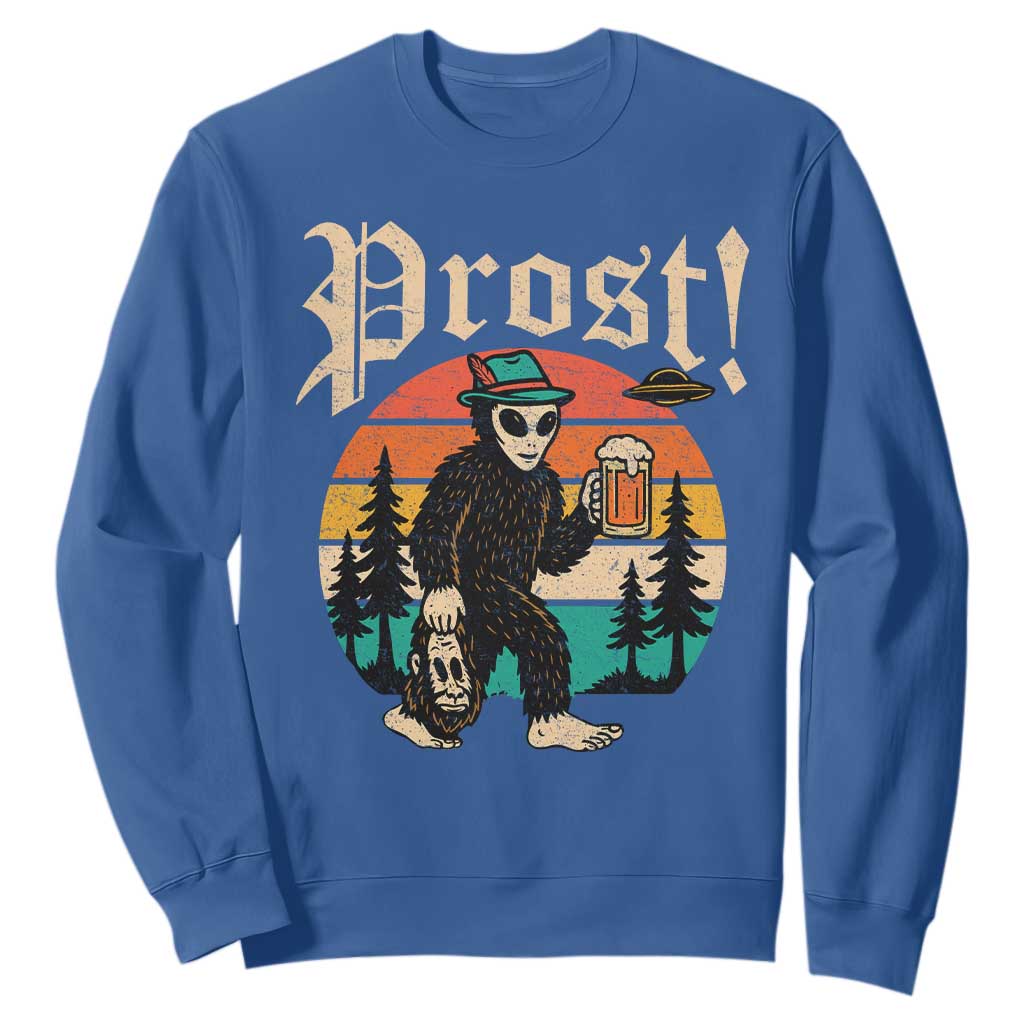 Oktoberfest Bigfoot Alien Beer Sweatshirt Retro German Sasquatch Beer TS10 Royal Blue Print Your Wear