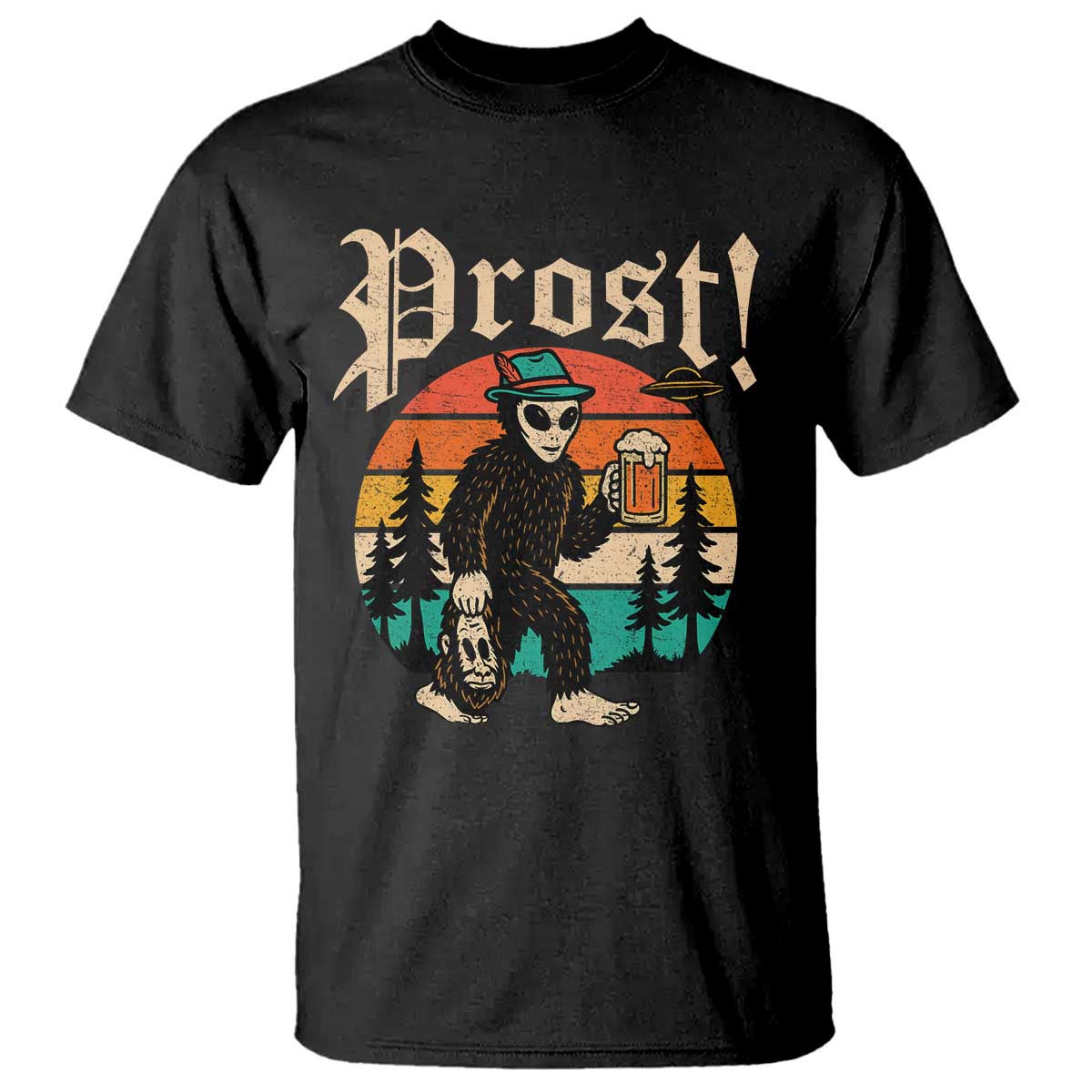 Oktoberfest Bigfoot Alien Beer T Shirt Retro German Sasquatch Beer TS10 Black Print Your Wear