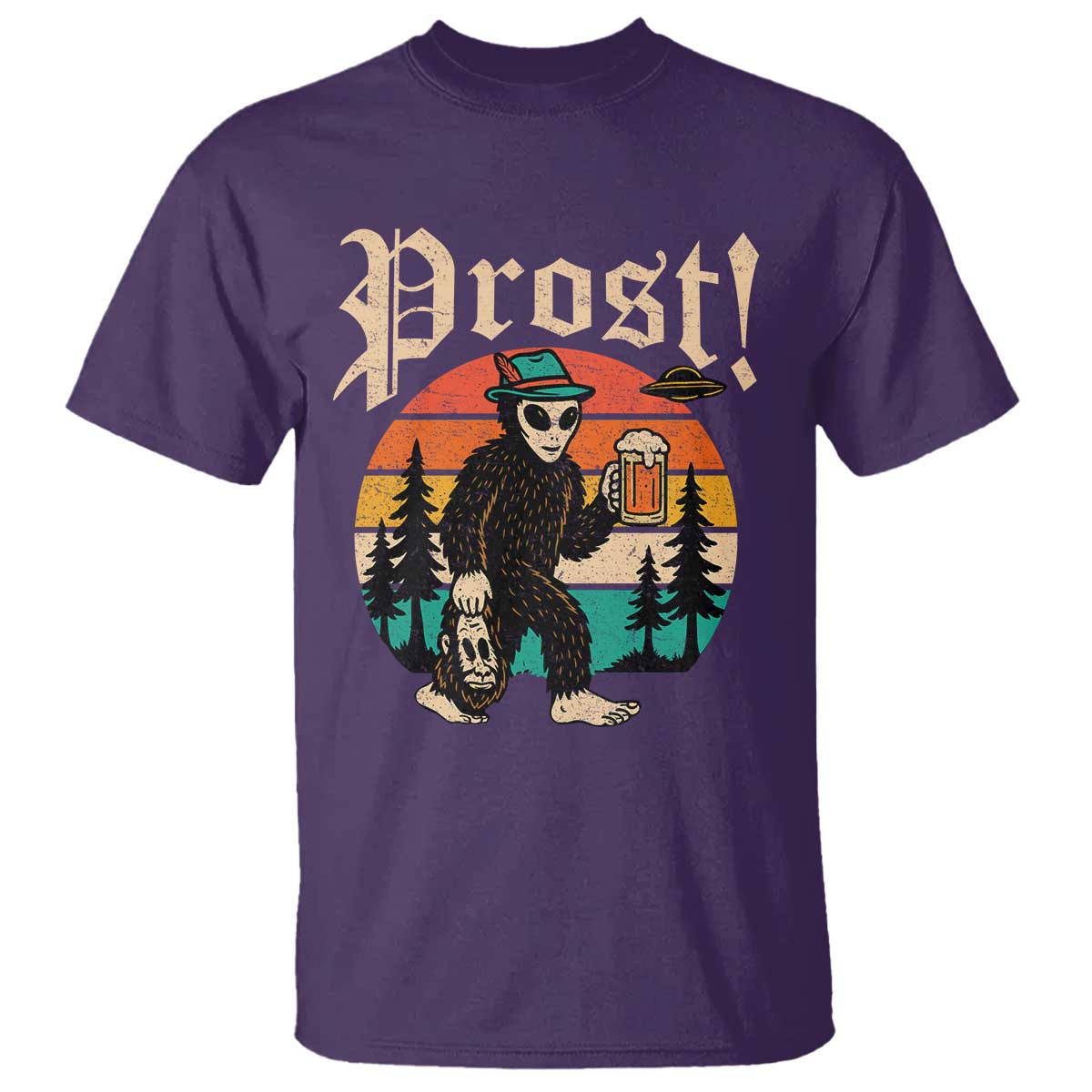 Oktoberfest Bigfoot Alien Beer T Shirt Retro German Sasquatch Beer TS10 Purple Print Your Wear