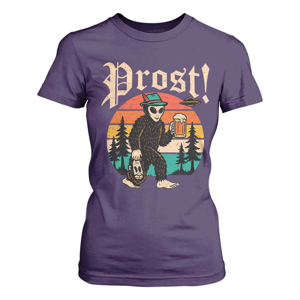 Oktoberfest Bigfoot Alien Beer T Shirt For Women Retro German Sasquatch Beer TS10 Purple Print Your Wear