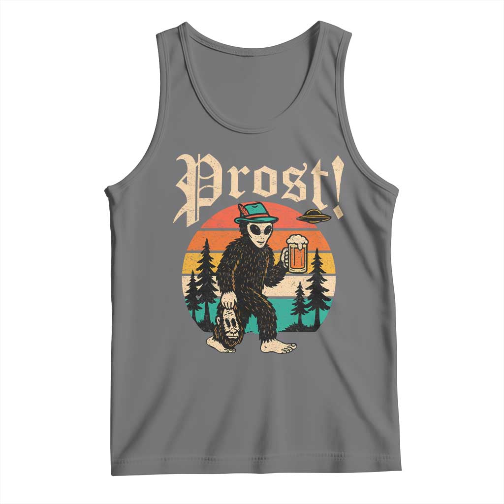 Oktoberfest Bigfoot Alien Beer Tank Top Retro German Sasquatch Beer TS10 Black Heather Print Your Wear