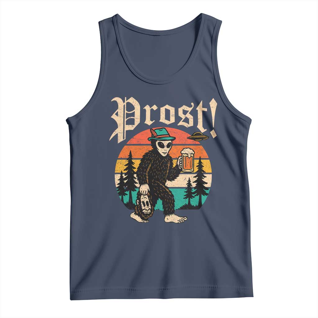 Oktoberfest Bigfoot Alien Beer Tank Top Retro German Sasquatch Beer TS10 Navy Print Your Wear