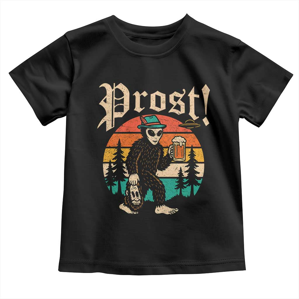 Oktoberfest Bigfoot Alien Beer Toddler T Shirt Retro German Sasquatch Beer TS10 Black Print Your Wear