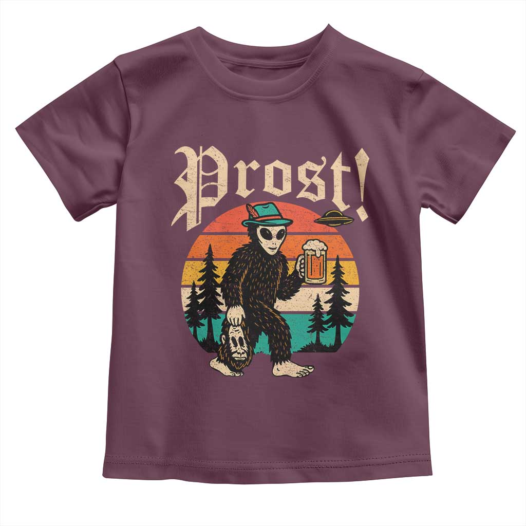 Oktoberfest Bigfoot Alien Beer Toddler T Shirt Retro German Sasquatch Beer TS10 Maroon Print Your Wear