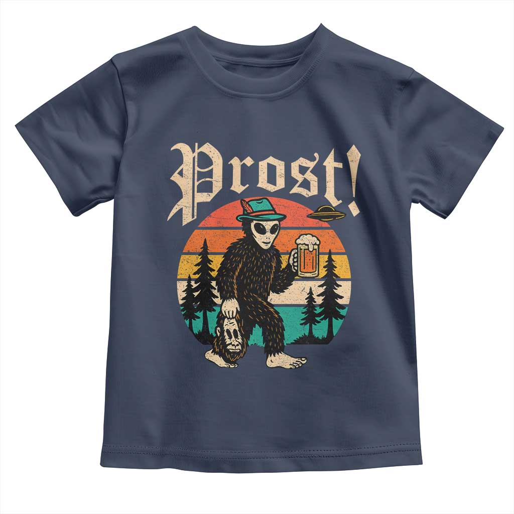 Oktoberfest Bigfoot Alien Beer Toddler T Shirt Retro German Sasquatch Beer TS10 Navy Print Your Wear