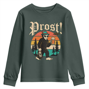 Oktoberfest Bigfoot Alien Beer Youth Sweatshirt Retro German Sasquatch Beer TS10 Dark Forest Green Print Your Wear