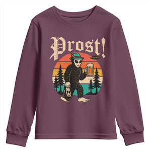 Oktoberfest Bigfoot Alien Beer Youth Sweatshirt Retro German Sasquatch Beer TS10 Maroon Print Your Wear