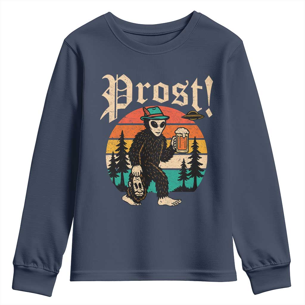 Oktoberfest Bigfoot Alien Beer Youth Sweatshirt Retro German Sasquatch Beer TS10 Navy Print Your Wear