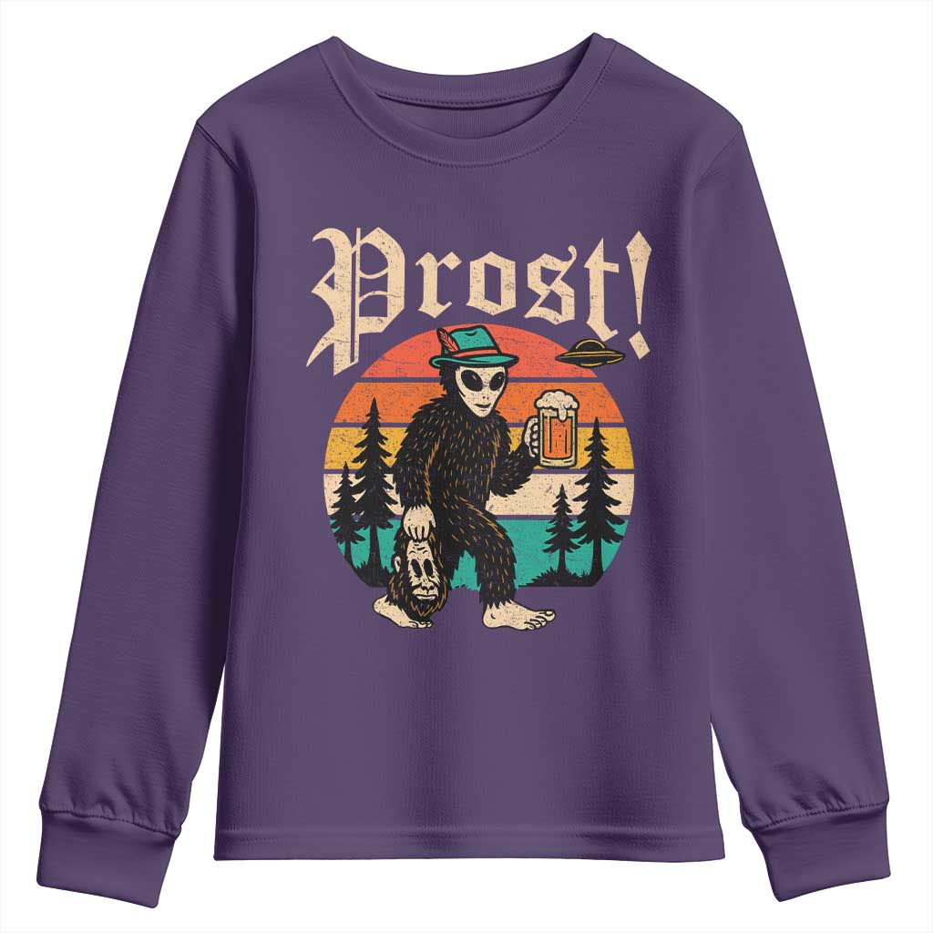 Oktoberfest Bigfoot Alien Beer Youth Sweatshirt Retro German Sasquatch Beer TS10 Purple Print Your Wear