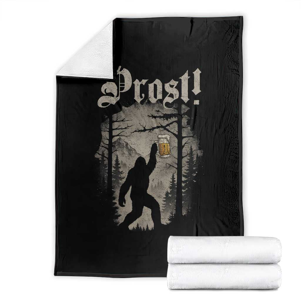 Oktoberfest Bigfoot Throw Blanket Vintage Forest Sasquatch Drinking Prost TS10 Black Print Your Wear