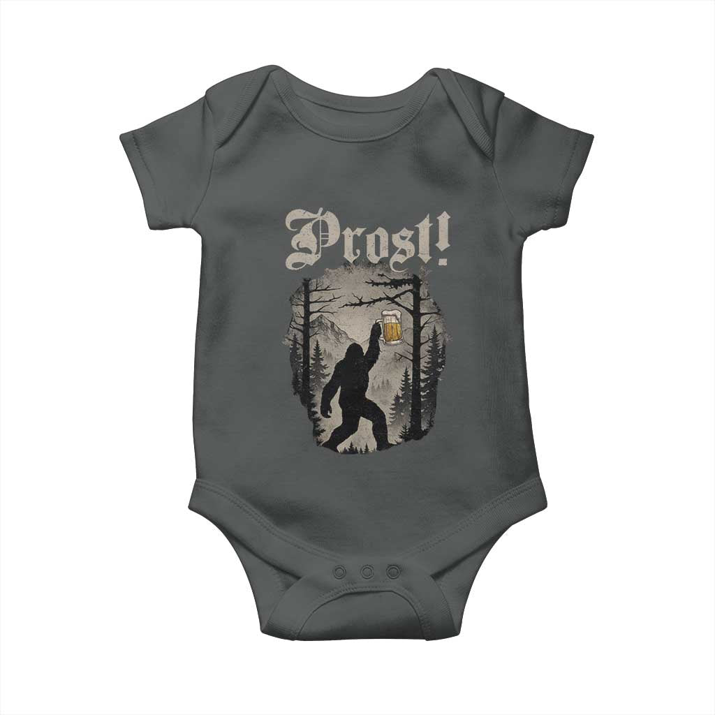 Oktoberfest Bigfoot Baby Onesie Vintage Forest Sasquatch Drinking Prost TS10 Dark Heather Print Your Wear