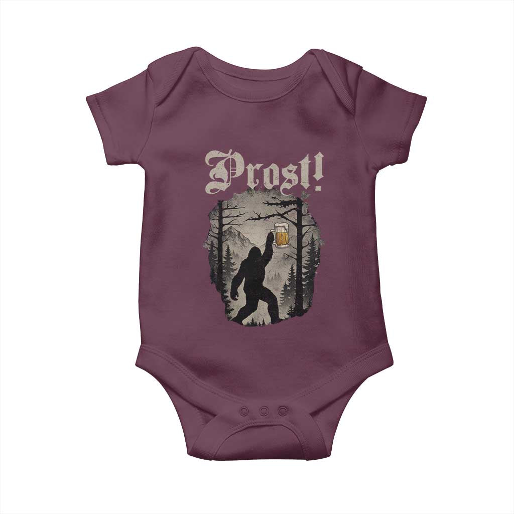 Oktoberfest Bigfoot Baby Onesie Vintage Forest Sasquatch Drinking Prost TS10 Maroon Print Your Wear
