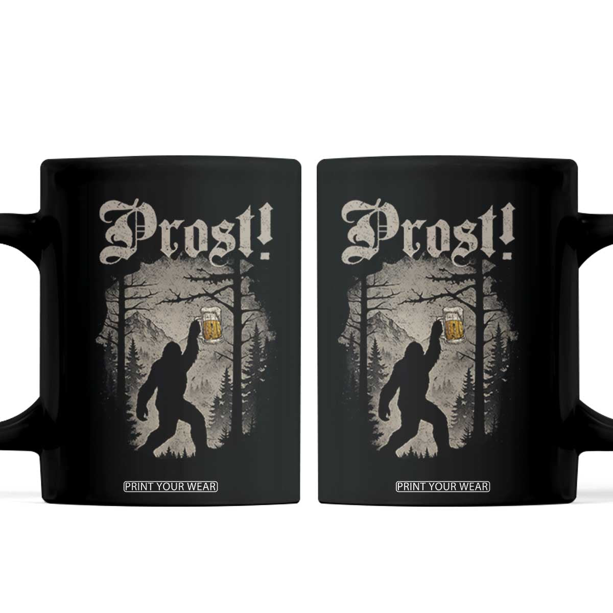 Oktoberfest Bigfoot Coffee Mug Vintage Forest Sasquatch Drinking Prost TS10 Black Print Your Wear