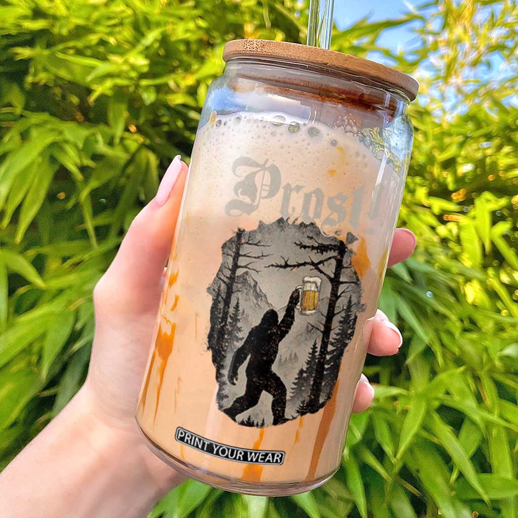 Oktoberfest Bigfoot Glass Can Vintage Forest Sasquatch Drinking Prost TS10 Black Print Your Wear
