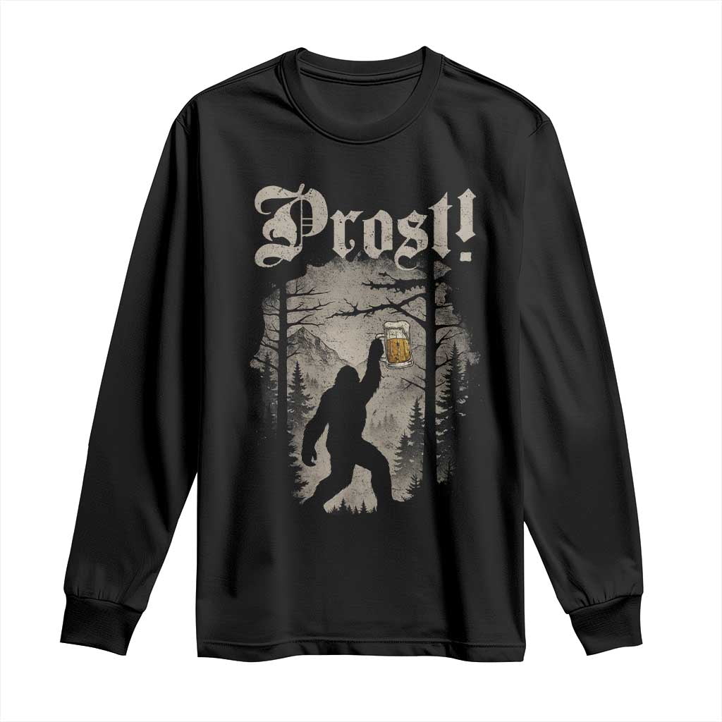 Oktoberfest Bigfoot Long Sleeve Shirt Vintage Forest Sasquatch Drinking Prost TS10 Black Print Your Wear