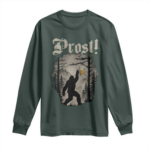 Oktoberfest Bigfoot Long Sleeve Shirt Vintage Forest Sasquatch Drinking Prost TS10 Dark Forest Green Print Your Wear