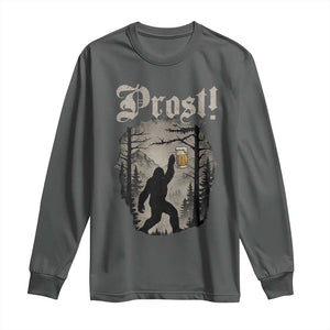 Oktoberfest Bigfoot Long Sleeve Shirt Vintage Forest Sasquatch Drinking Prost TS10 Dark Heather Print Your Wear